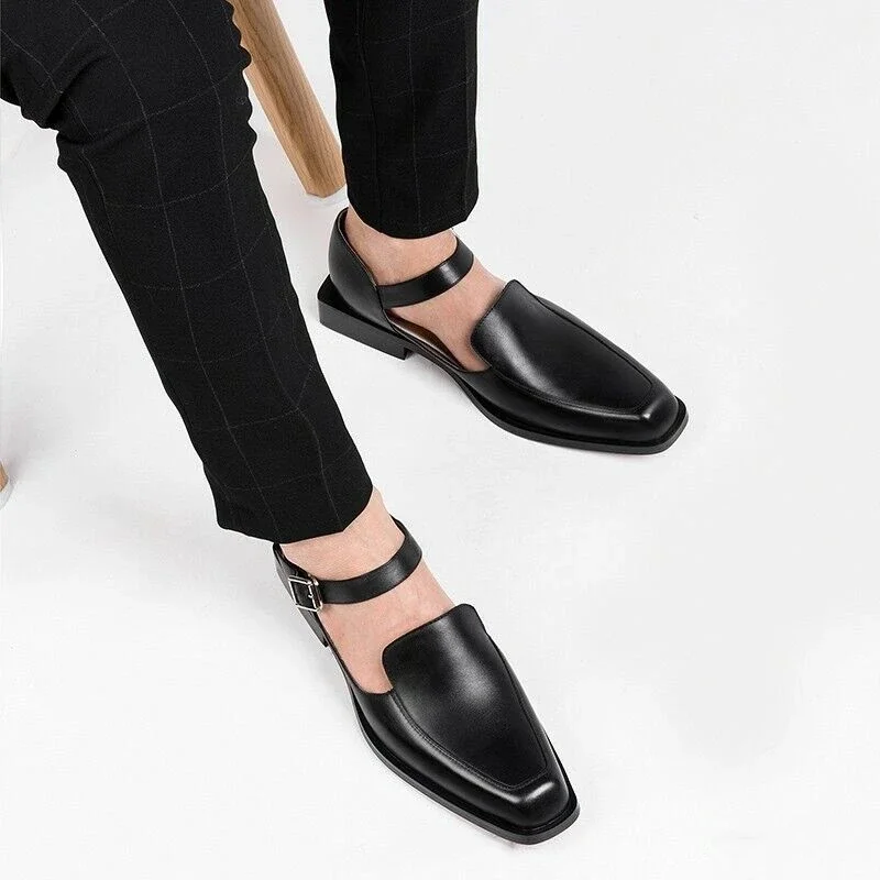 Top Trends: New Black Casual Business Men Shoes Buckle Strap Round Toe Sandals Shoes For Men With Size 38-46 Shoppable Styles