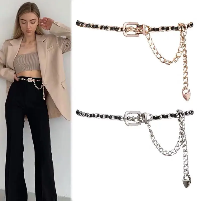 Top Trends: Chain Belt Women&#039;s Fashion Narrow Metal Belts Trim With Skirt Blouse Thin Waist Chain Gold Silver Shoppable Styles