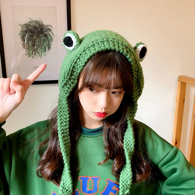 Top Trends: Winter Skullies 2022 Women Hat Frog Crochet Knitted Hat Costume Beanie Hats Women Gift Baby Anime Hat Photography Prop Party Shoppable Styles - Image 2