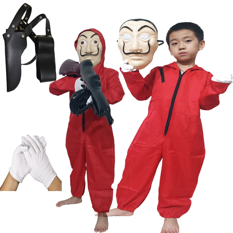 Top Trends: Halloween Costume Money Paper House Robbery Cosplay Anime Carniva Party Red Costumes With Face Mask For Children Adult Jumpsuit Shoppable Styles