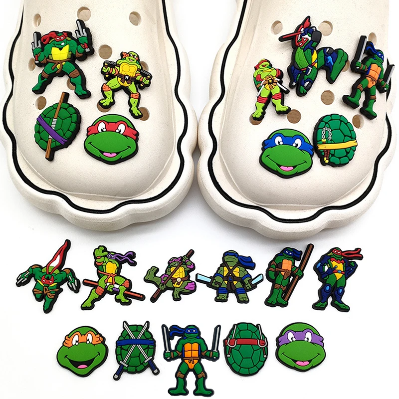 Top Trends: MINISO Teenage Mutant Ninja Turtles Rubber Shoe Charms For Crocs Cartoon Crocs Ninja Turtles DIY Crocs Jibitz Wholesale Shoppable Styles