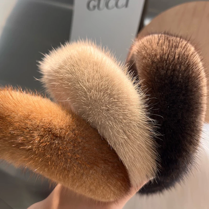 Top Trends: MPPM Women Luxury Winter 100% Real Mink Fur Headbands High Quality Real Fur Hair Band Lady Fashion Hair Hoop Furry Gift Shoppable Styles