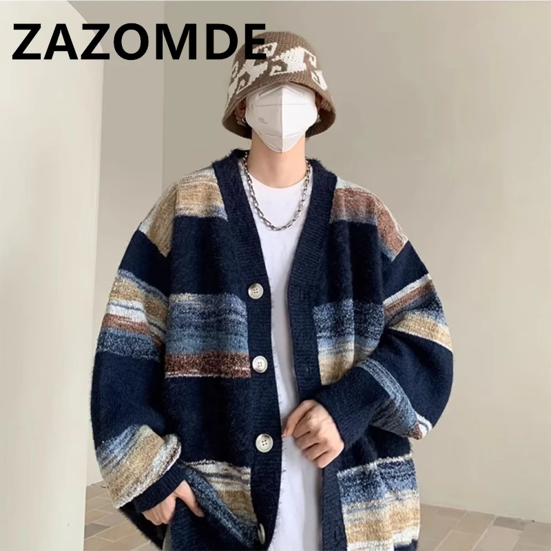 Top Trends: ZAZOMDE Winter Fashion Y2K Aesthetic Coats Vintage Harajuku Contrast Color Button Sweaters Loose All Match Chic Cardigan Sweater Shoppable Styles