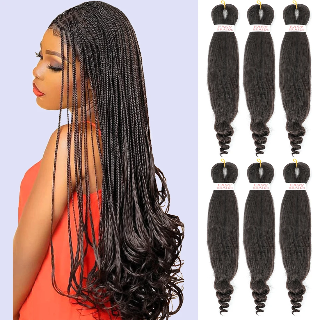 Top Trends: Extensions Pre Stretched Braiding Hair French Curly Crochet Hair Synthetic Hair Braid Easy Hot Water Set Pre-Stretched Shoppable Styles