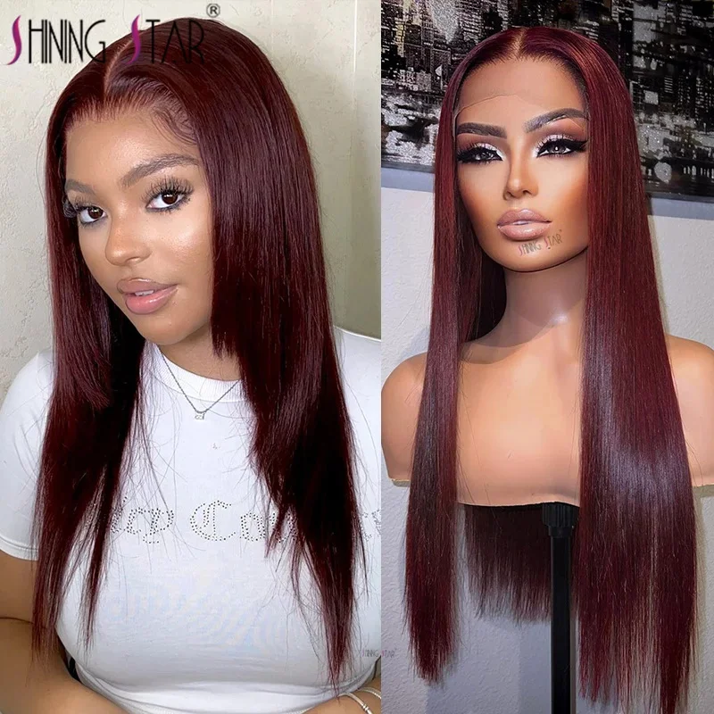 Top Trends: 34 Inch Long Burgundy Lace Front Wig Transparent Colored 99J Red 13X6 Hd Lace Frontal Wigs Human Hair Pre-Plucked Lace Front Wig Shoppable Styles