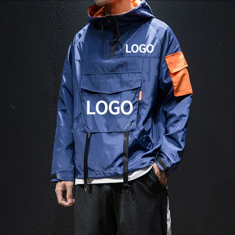 Top Trends: Custom Logo Men&#039;s Jacket Brand Fashion Casual Hooded Pockets Spring Autumn Windproof Streetwear DIY Design Male Cargo Coat Shoppable Styles