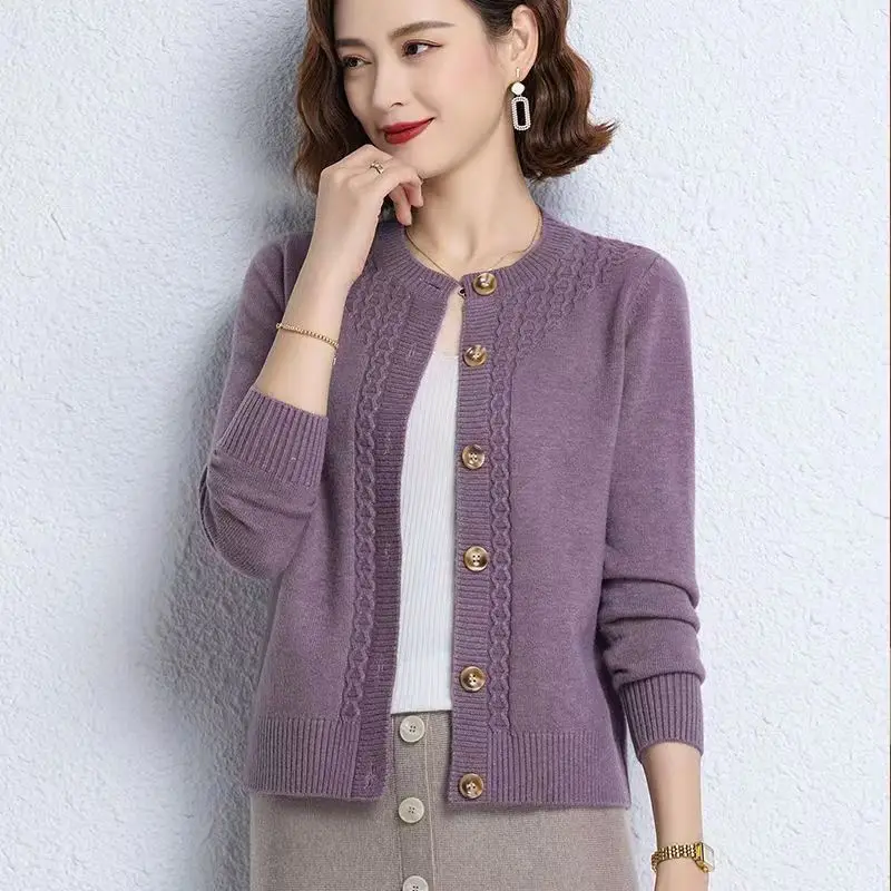 Top Trends: Elegant O-Neck Button Casual Cardigan Sweaters Women&#039;s Clothing 2023 Autumn Oversized Knitted All-match Solid Color Korean Tops Shoppable Styles