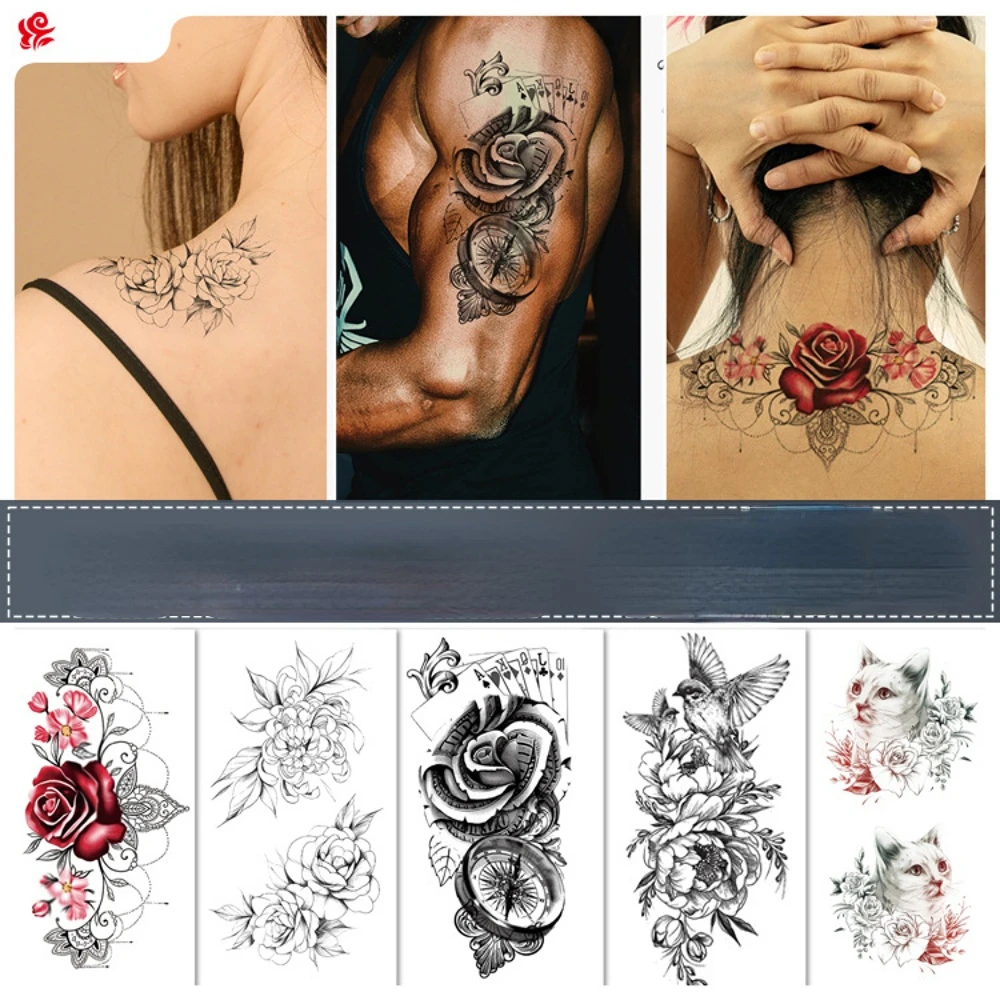 Top Trends: Waterproof Temporary Tattoo Stickers Color Flower Tattoo Sticker Disposable Tatto Sticker Waterproof Sweat Black White Tattoos Shoppable Styles