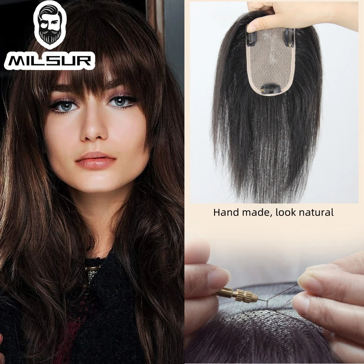 Top Trends: Human Hair Topper For Women Clip In Hairpieces Hand Made Women's Wig Breathable Hair Bangs Replacement Straight Hair Toupee Shoppable Styles