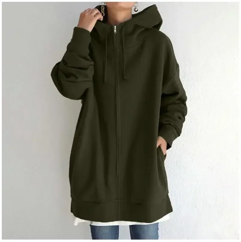 Top Trends: 2024 Spring Women Long Coat Black Warm Oversize Zipper Hooded Jacket Female Winter Casual Trendy Warm Loose Ladies Outerwear Shoppable Styles