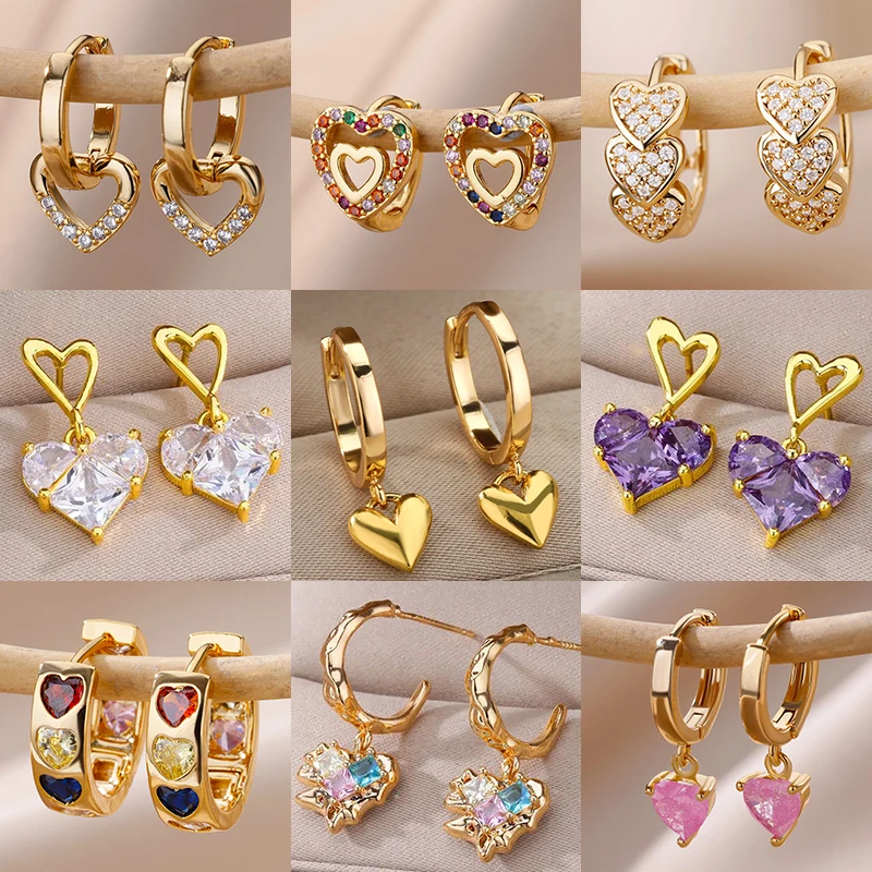 Top Trends: New In Heart Earrings For Women Gold Color Stainless Steel Earrings 2023 Trending Ear Piercing Wedding Jewelry Gift Aretes Mujer Shoppable Styles