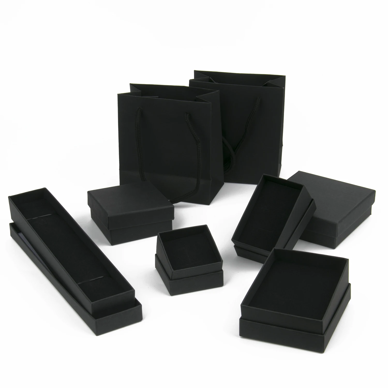 Top Trends: Black Paper Material Jewelry Boxes Cardboard Pendant Gift Box Bags Rectangle Necklace Bracelets Earrings Packaging Storag Boxes Shoppable Styles