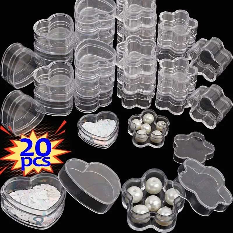 Top Trends: 1-20pcs Mini Transparent Plastic Storage Box Acrylic Heart Boxes Pill Moisture-proof Small Case DIY Jewelry Portable Packaging Shoppable Styles