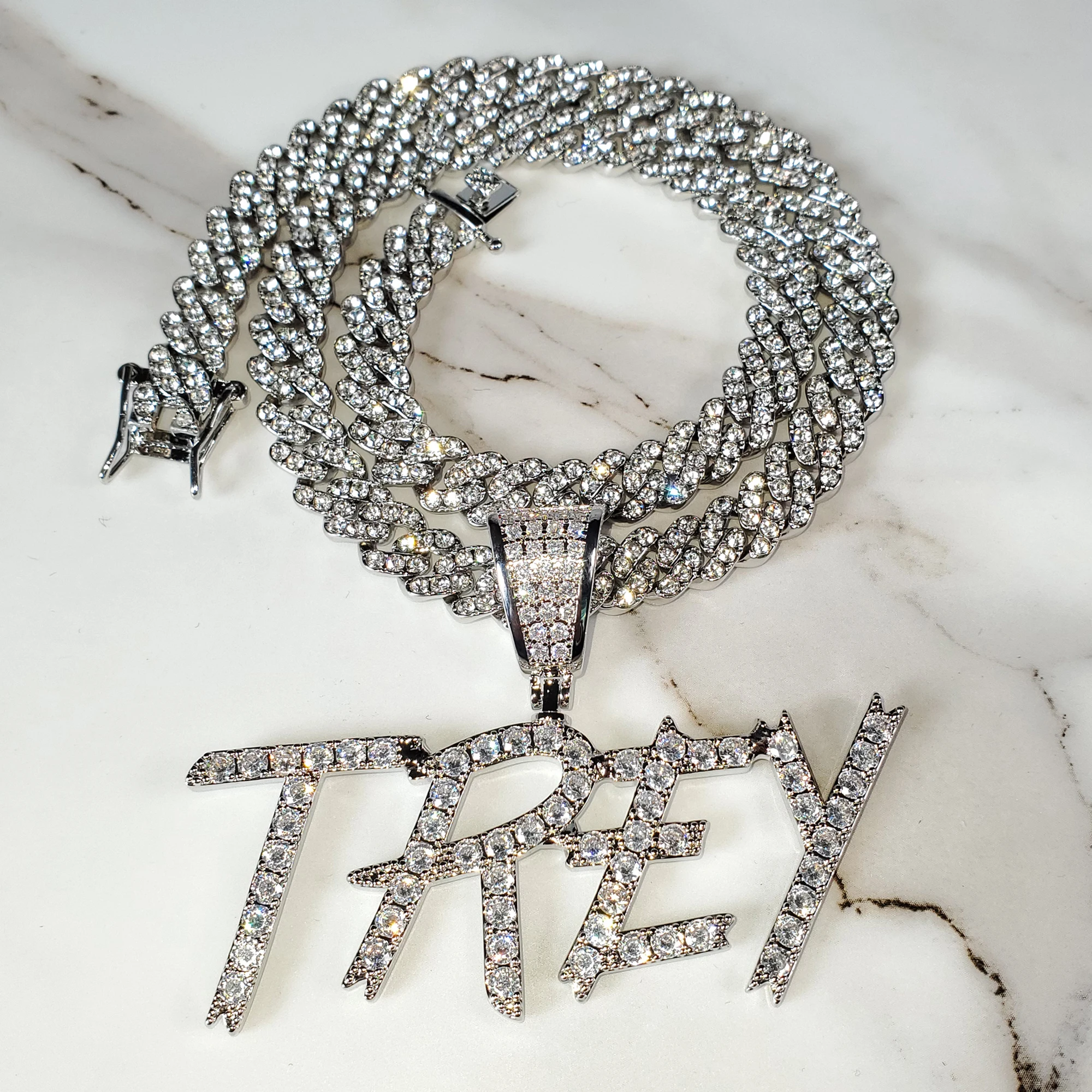 Top Trends: Custom Brush Font Initial Letters Pendant Iced Out Cubic Zirconia Diamond Name Necklace Hiphop Jewelry Personalized Gifts Shoppable Styles