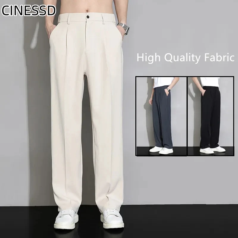 Top Trends: 2023 New Men Suit Pants Casual Pant Solid Wide Leg Business Trousers Straight Fashionable Streetwear Comfortable Fabric Oversize Shoppable Styles