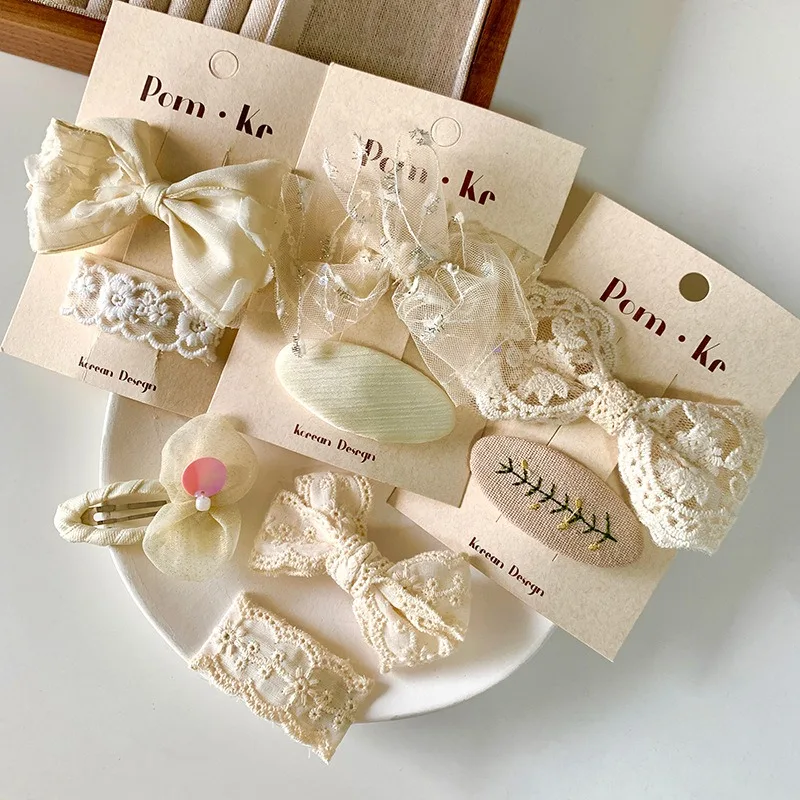 Top Trends: French Beige Lace Bow Hairpins Women Girls Hair Clips Pins Barrettes Accessories Hairclip Hairgrips Headdress Headwear Ornaments Shoppable Styles