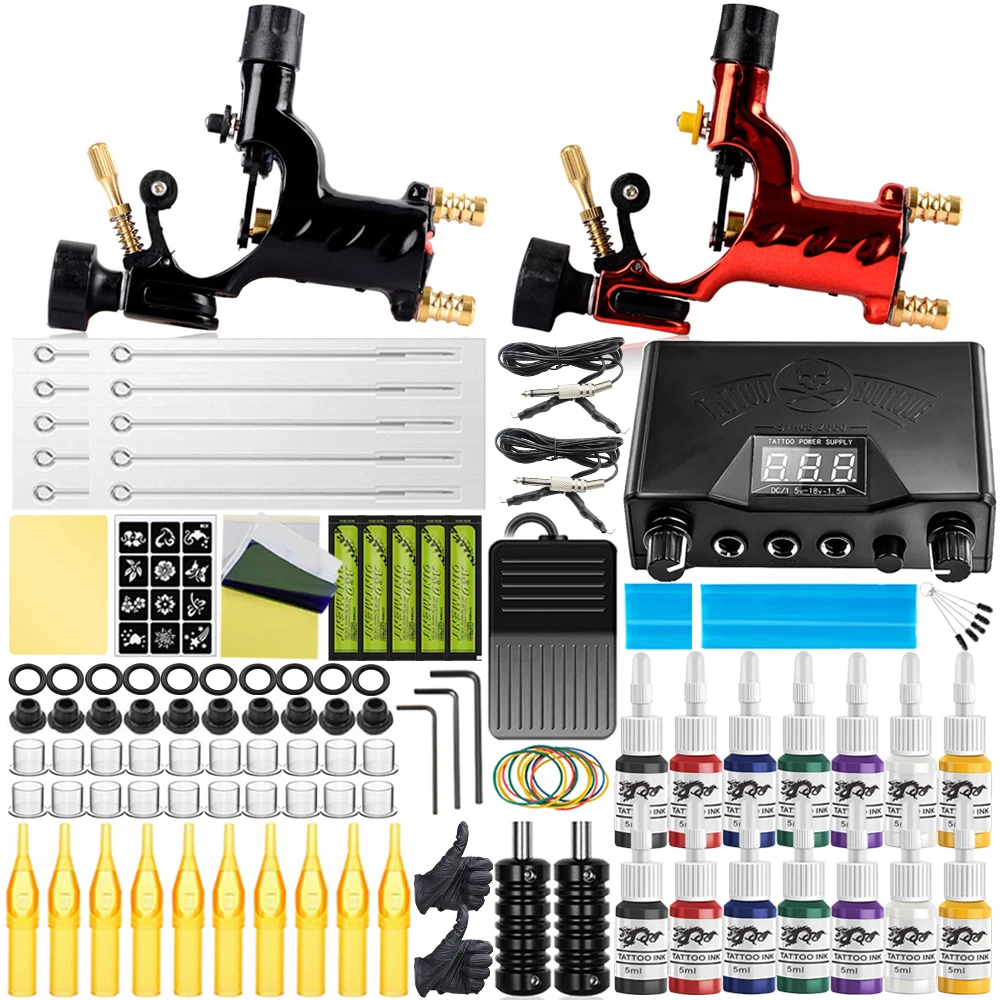 Top Trends: Professional Rotary Tattoo Machine Kit STattoo Kit Set With Tattoo Power Foot Pedal Needles Pigment Ink For Beginner Shoppable Styles