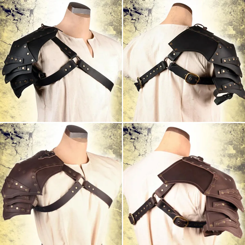 Top Trends: Medieval PU Leather Single Shoulder Armor Viking Knight Warrior Pauldrons Gladiator Drama Cosplay Accessories Photography Props Shoppable Styles