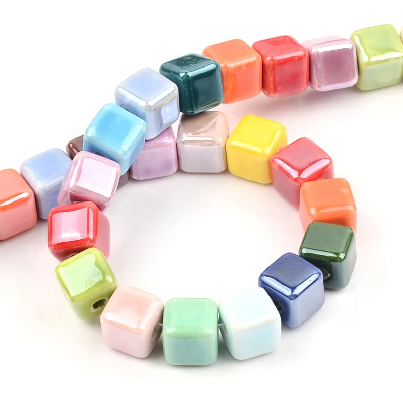 Top Trends: Fashion Colors 6mm / 8mm / 10mm Square Beads Ceramic Beads DIY 2.0mm Hole Beads Handmade Porcelain Beads For Jewelry Making Shoppable Styles