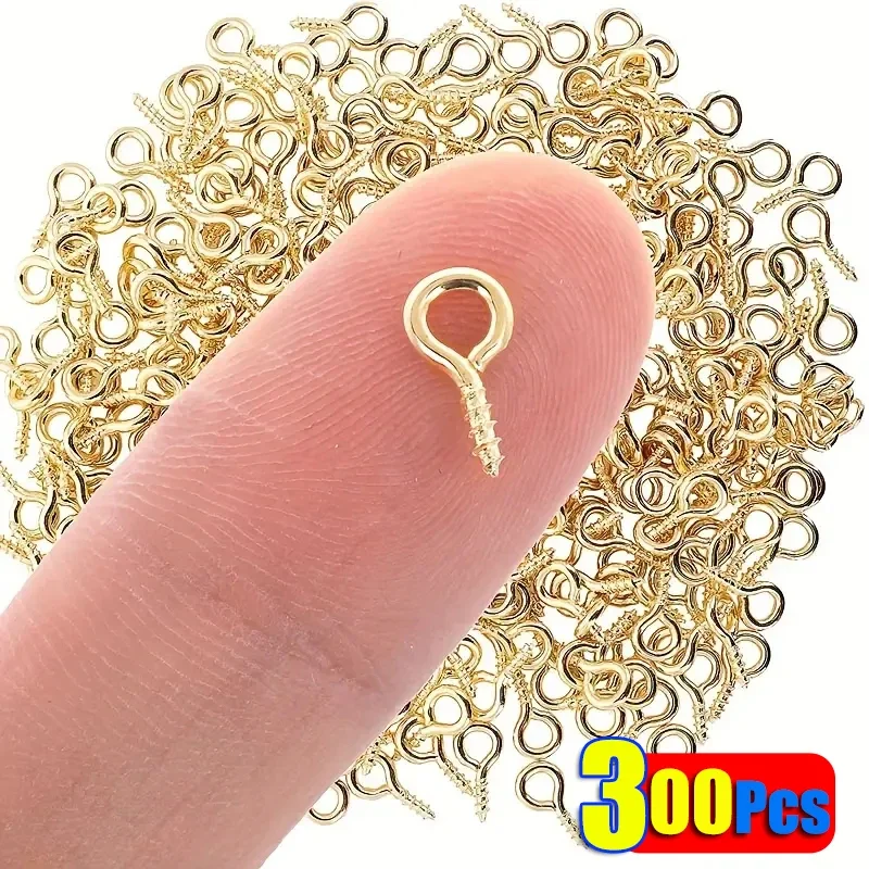 Top Trends: 300pcs Small Tiny Mini Eye Pins Eyepins Hooks Eyelets Screw Threaded Stainless Steel Clasps Hook Jewelry Findings For Making DIY Shoppable Styles