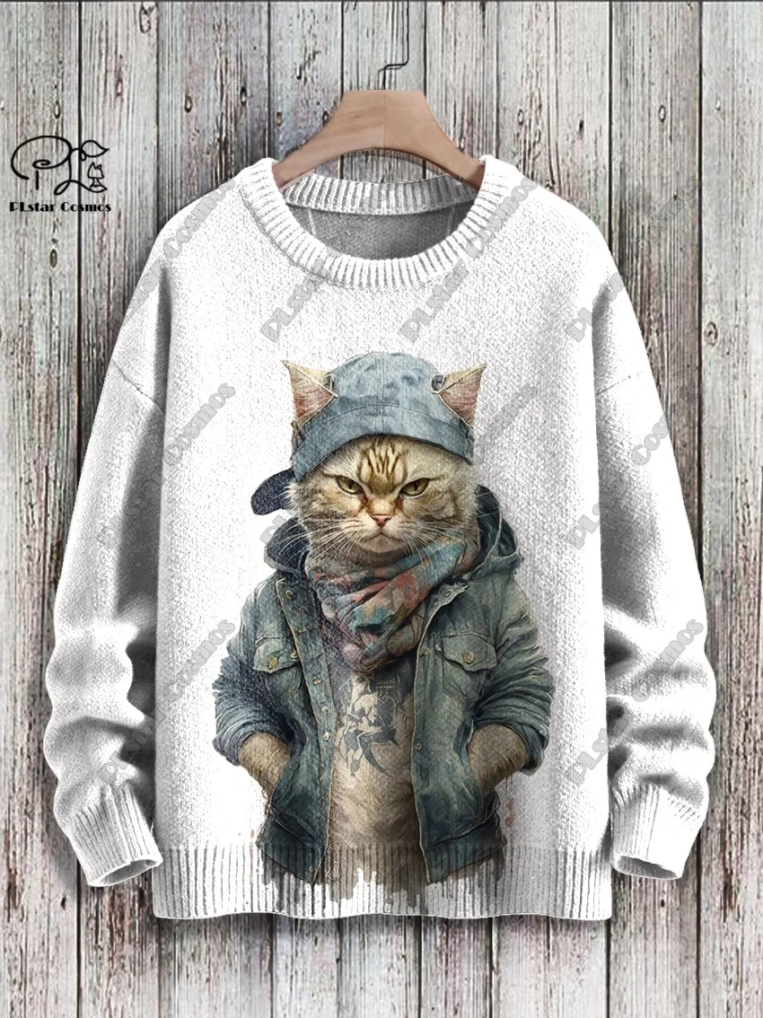 Top Trends: 3D Printing Animal Series Cool Cat Print Pattern Ugly Sweater Casual Winter Warm Sweater New Style Unisex Shoppable Styles