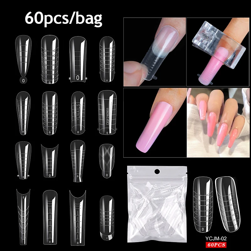 Top Trends: 60PCS Dual Forms Finger Poly UV Gel Quick Building Extension Mold Fake Nail Acrylic Decoration Art Stiletto Upper Forms Shoppable Styles