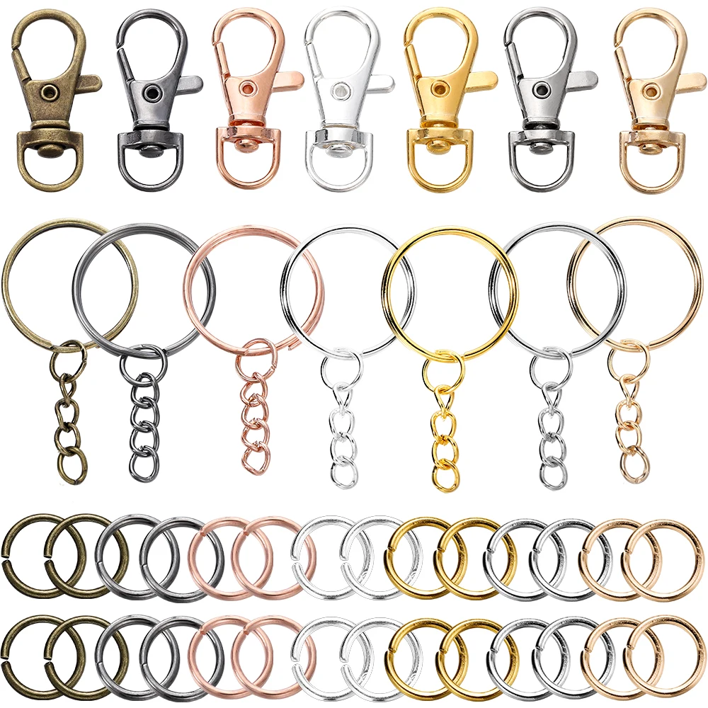 Top Trends: 70Pcs / Set Swivel Snap Hook And Key Rings With Chain Jump Rings Connectors For DIY Keychain Lanyard Jewelry Making Supplies Shoppable Styles