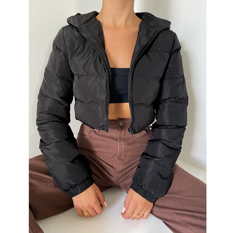 Top Trends: Women Outerwear Warm Long Sleeve Zipper Cropped Jacket Coat Solid Short Jacket Autumn Winter Female Puffer Parkas Jacket Mujer Shoppable Styles