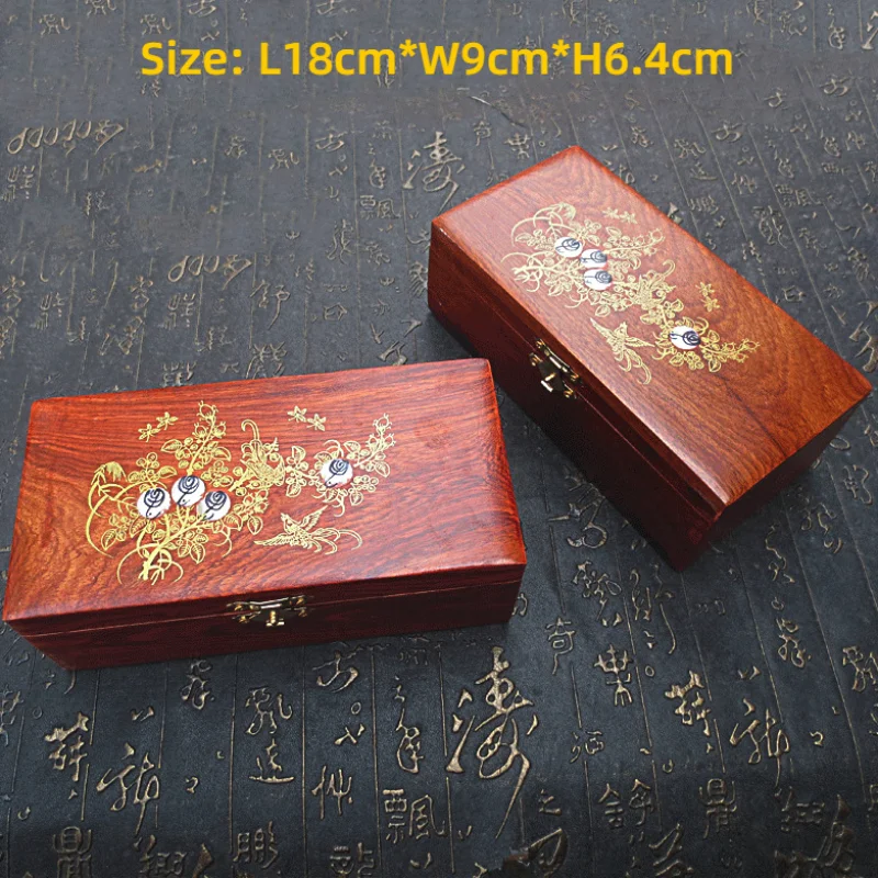 Top Trends: Large 18cm Wooden Mahogany Chinese Vintage With Buckle Burmese Pear Wood Miscellaneous Lipstick Lipstick Bracelet Jewellery Box Shoppable Styles