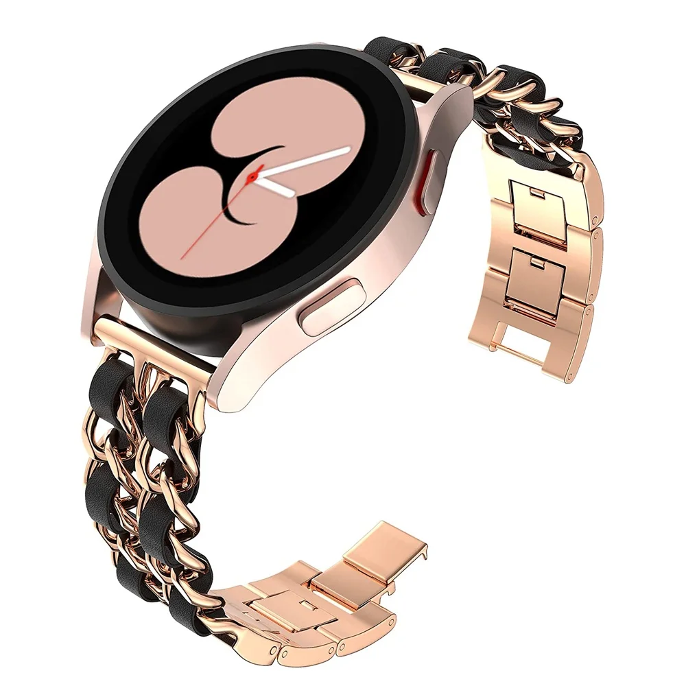 Top Trends: 20mm 22mm Band For Samsung Galaxy Watch 6 5 4 40mm 44mm 42 / 46mm Active Gear S3 Stainless Steel Chain Bracelet Huawei GT2 / 3 Strap Shoppable Styles