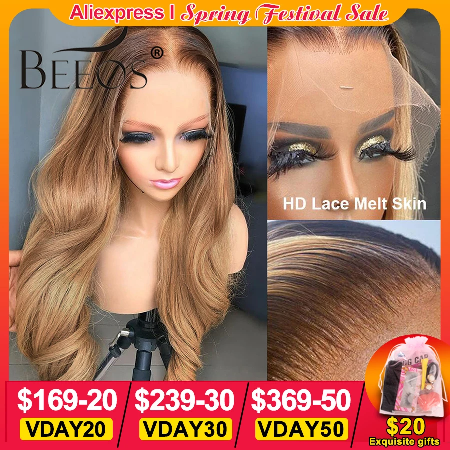 Top Trends: Ombre Honey Blonde 13x6 HD Lace Frontal Wig Body Wave HD Transparent Lace Front Human Hair Wigs For Women Pre Plucked Brazilian Shoppable Styles