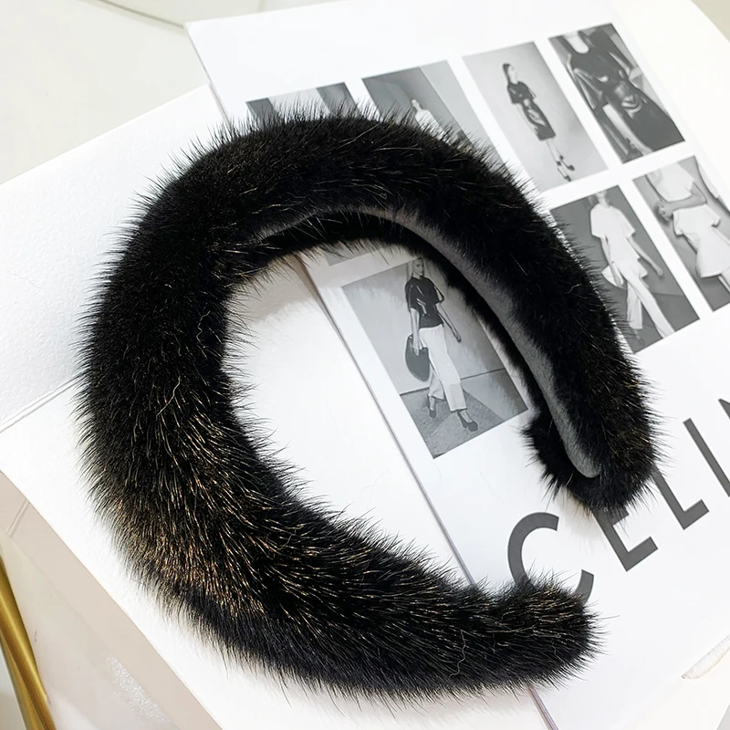 Top Trends: 2024 Hot Sale Women Luxury Winter 100% Real Mink Fur Headbands High Quality Real Fur Hair Band Lady Fashion Hair Hoop Furry Gift Shoppable Styles - Image 2