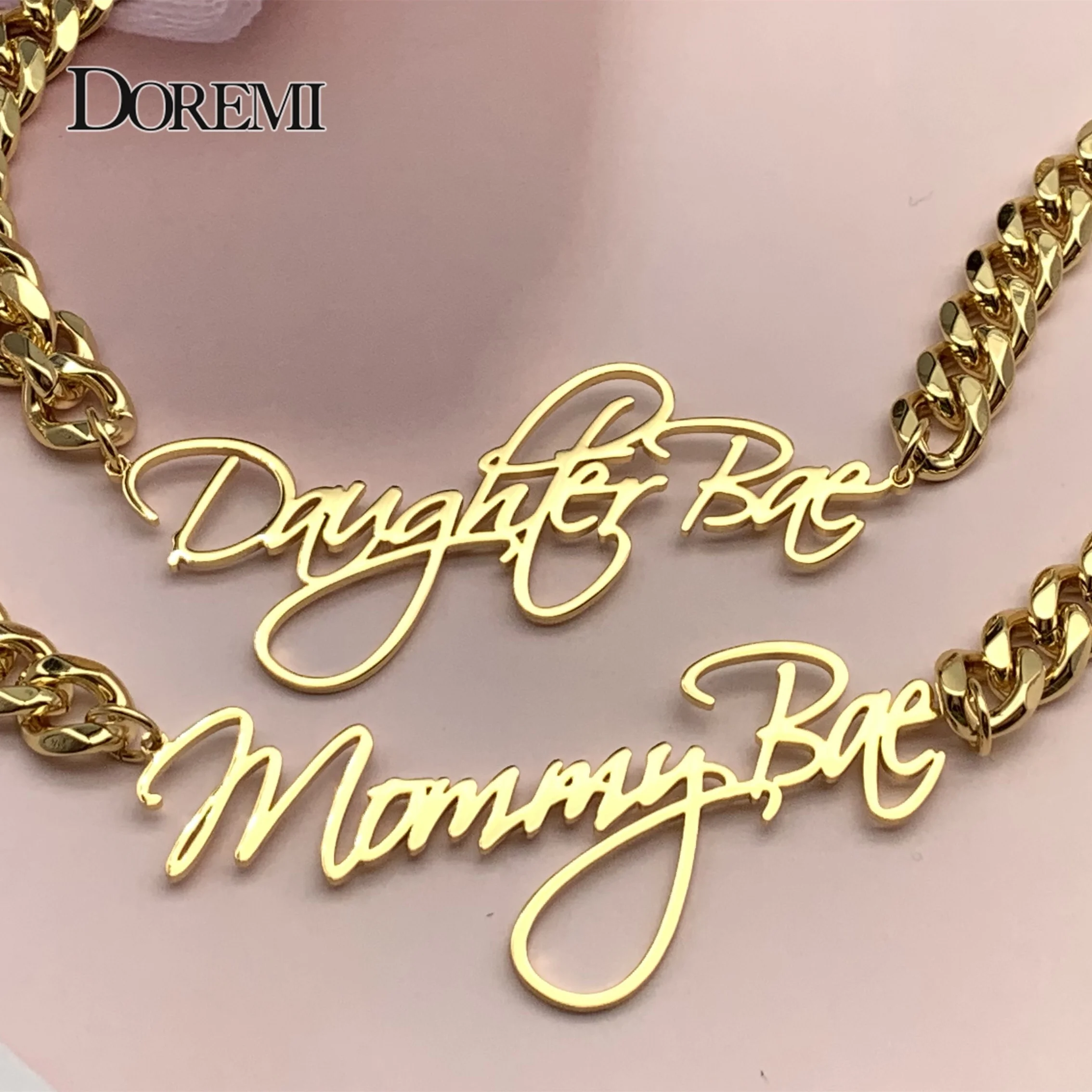 Top Trends: DOREMI 8mm Cuban Custom Name Pendant Personalized Necklace Thick Chain Customized Cursive Nameplate Necklaces Women Gift Shoppable Styles - Image 2