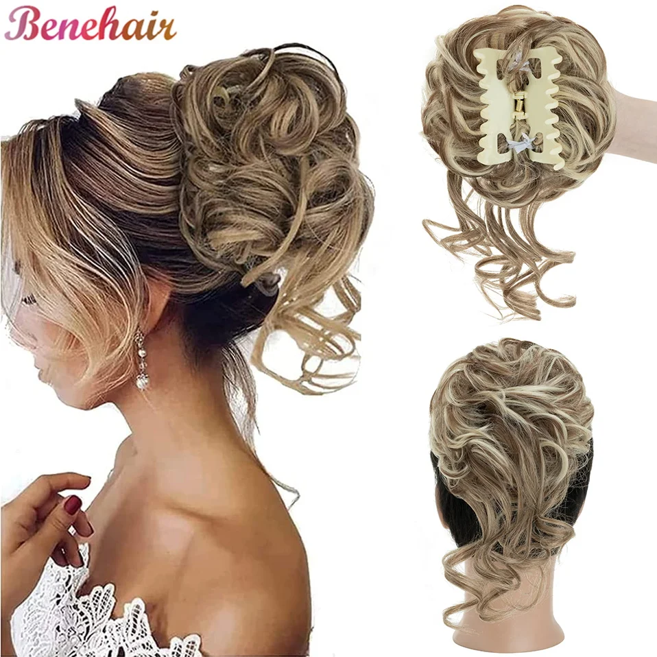 Top Trends: Benehair Synthetic Claw Chignon Women Messy Curly Fluffy Hair Bun Clip In Ponytail Hair Extensions Natural False Hairpieces 65g Shoppable Styles