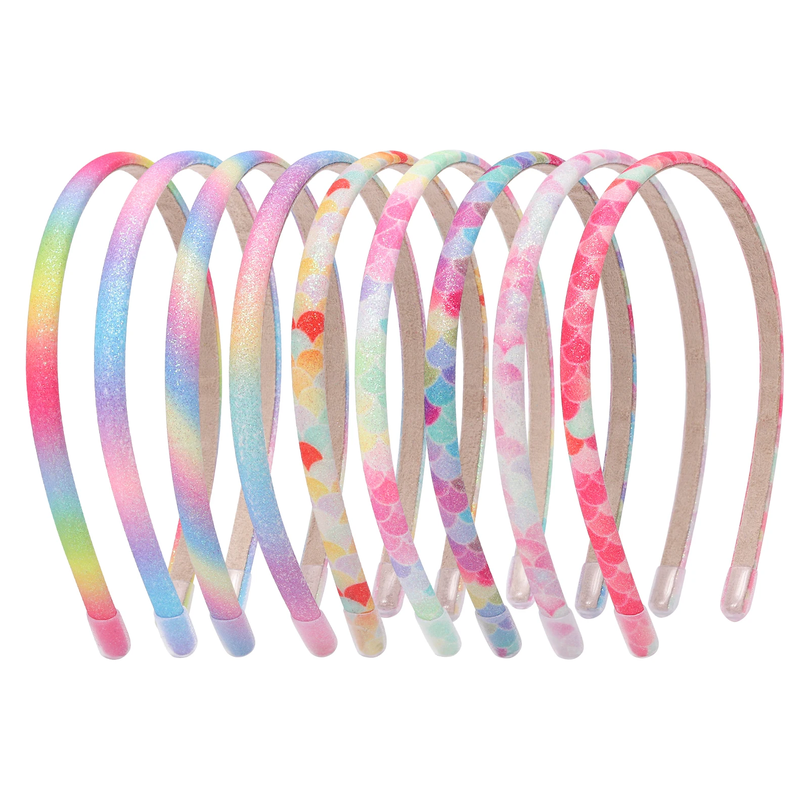 Top Trends: Rainbow Headbands 10 Pcs Sweet Hairband Children Head Bands For Girls Sequin Printed Heart Mermaid Headband Kids Hair Piece Shoppable Styles