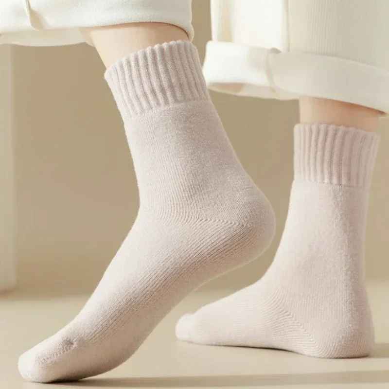 Top Trends: Women Long Socks Winter Boot Solid Color Thicken Warm Casual Cotton Fluffy Mid Tube Female Comfortable Soft Home Floor Sock Shoppable Styles - Image 6