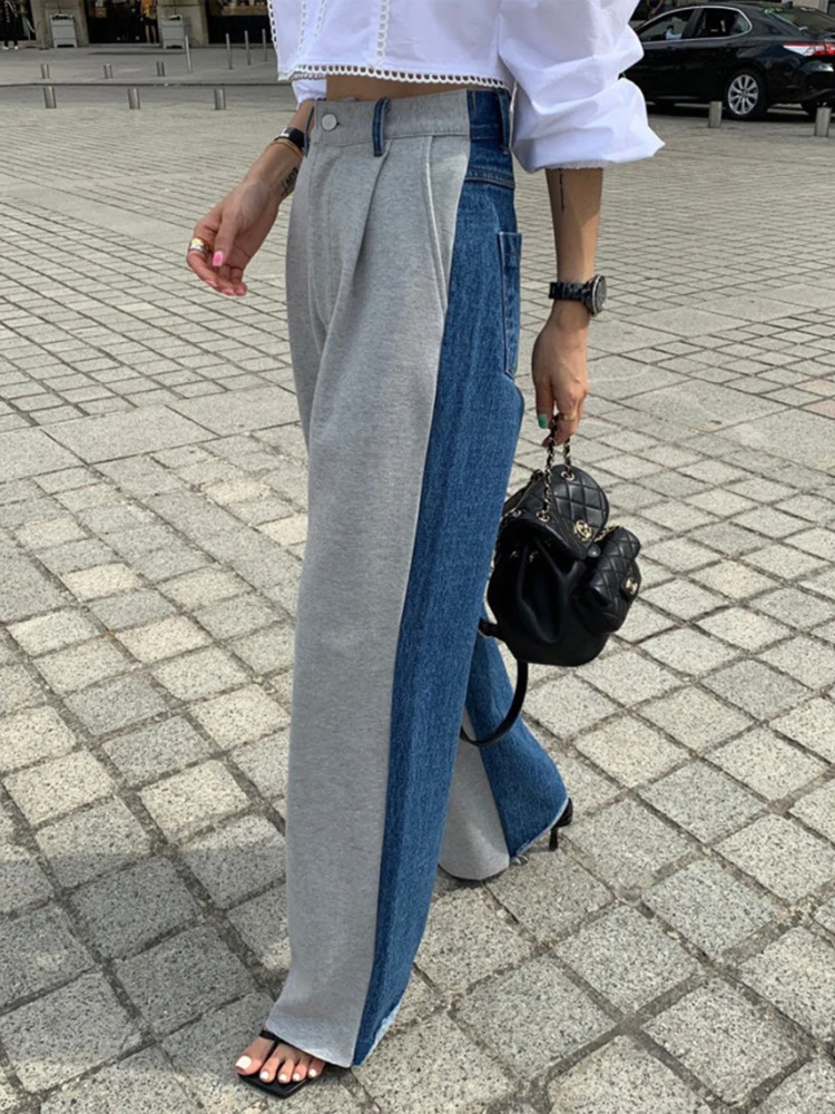 Top Trends: Hit Color Jeans Women High Waist Gradient Color Blue Denim Pants Female Streetwear Chic Mom Jeans Zipper Pocket Trousers KM81436 Shoppable Styles