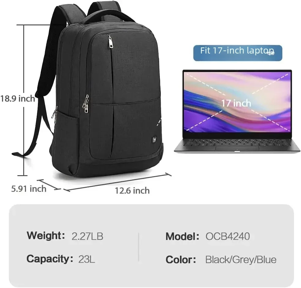 Top Trends: OIWAS 17 Inch Laptop Backpack With USB Charging Men's Backpacks Large Capacity Business Daypack Bookbag For Women Teenage Travel Shoppable Styles - Image 3