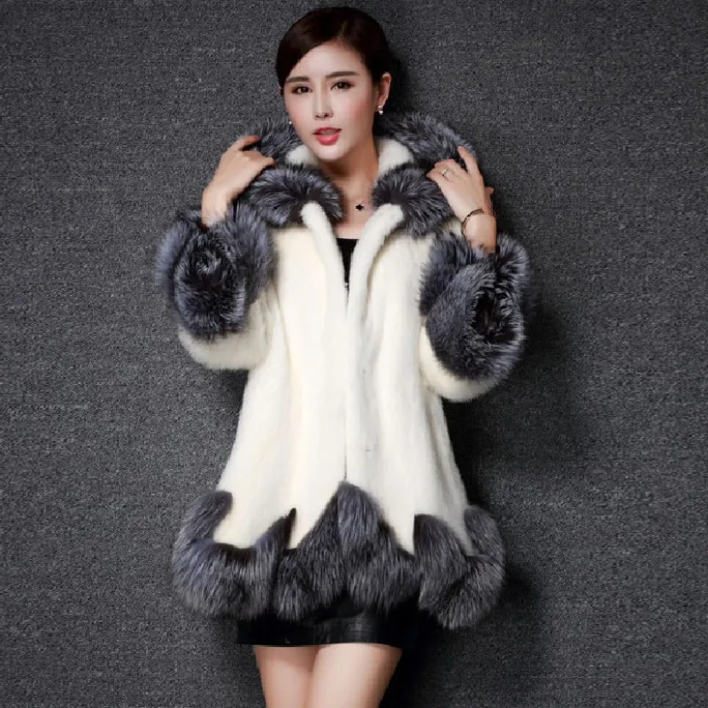 Top Trends: Christmas Faux Fur Coat Women Autumn Mink Coats Fox Fur Collar Hooded Jacket Oversized Tops Fur Jackets Female Winter Clothes Shoppable Styles