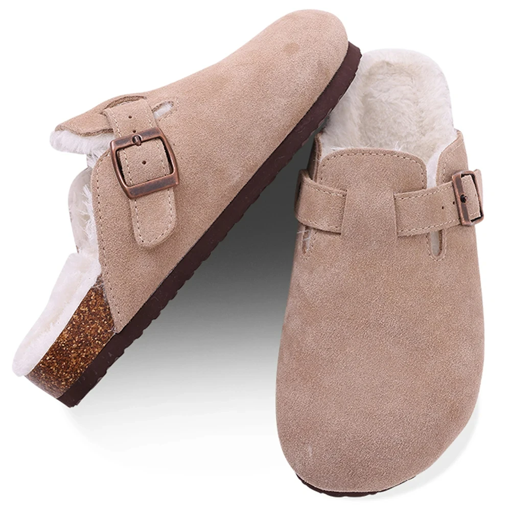 Top Trends: Crestar Women Clogs Plush Fur Clogs Winter Warm Short Fuzzy Suede Mules Cork Cozy Home Slipper Thick Sole Shoes Shoppable Styles