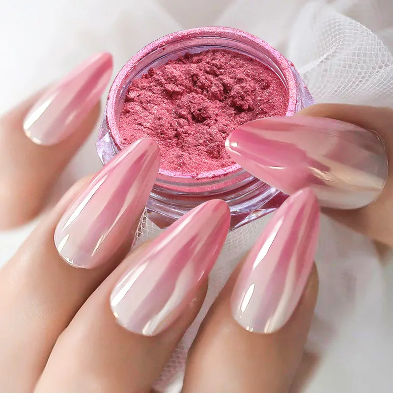 Top Trends: 1jar Gradient Neon Chrome Nail Powder Pink / White / Blue Pearl Glitter Magic Mirror Pigment Metallic Effect Chrome Gradient Powder Shoppable Styles