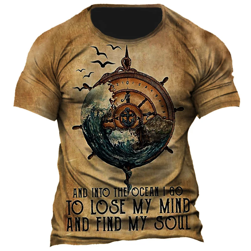 Top Trends: Men T-Shirt Summer Vintage American Tops Street T Shirt Casual 3d Compass Printed Tee Short Sleeve T-Shirt Holiday Male T-Shirts Shoppable Styles