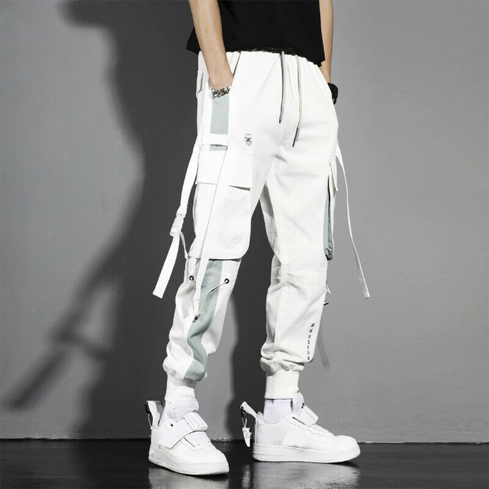 Top Trends: Mens Cargo Pants Casual Trousers Pocket Streetwear Joggers Hip Hop Harem Pants Multi-Pocket Ribbons Male Sweatpants Harem Pants Shoppable Styles - Image 2