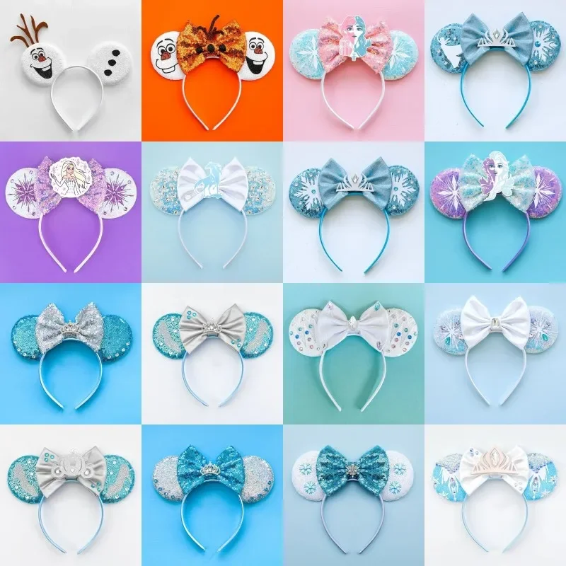 Top Trends: Disney Frozen Hair Accessories Women Elsa Princess Anna Snowflake Ears Headbands Girl Crown Bow Sequins Olaf Hair Band Kids Gift Shoppable Styles - Image 2