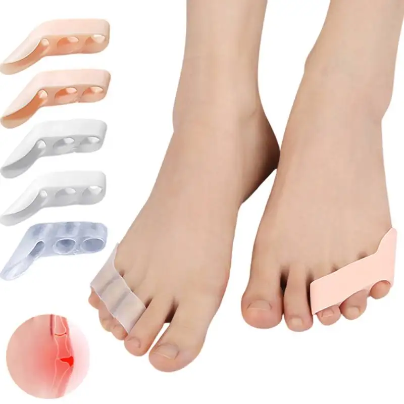 Top Trends: 2Pcs / 4Pcs Three-holes Pinky Toe Separator Silicone Little Protectors Gel Spacer Bunion Corrector Pain Relief Foot Care Pedicure Shoppable Styles