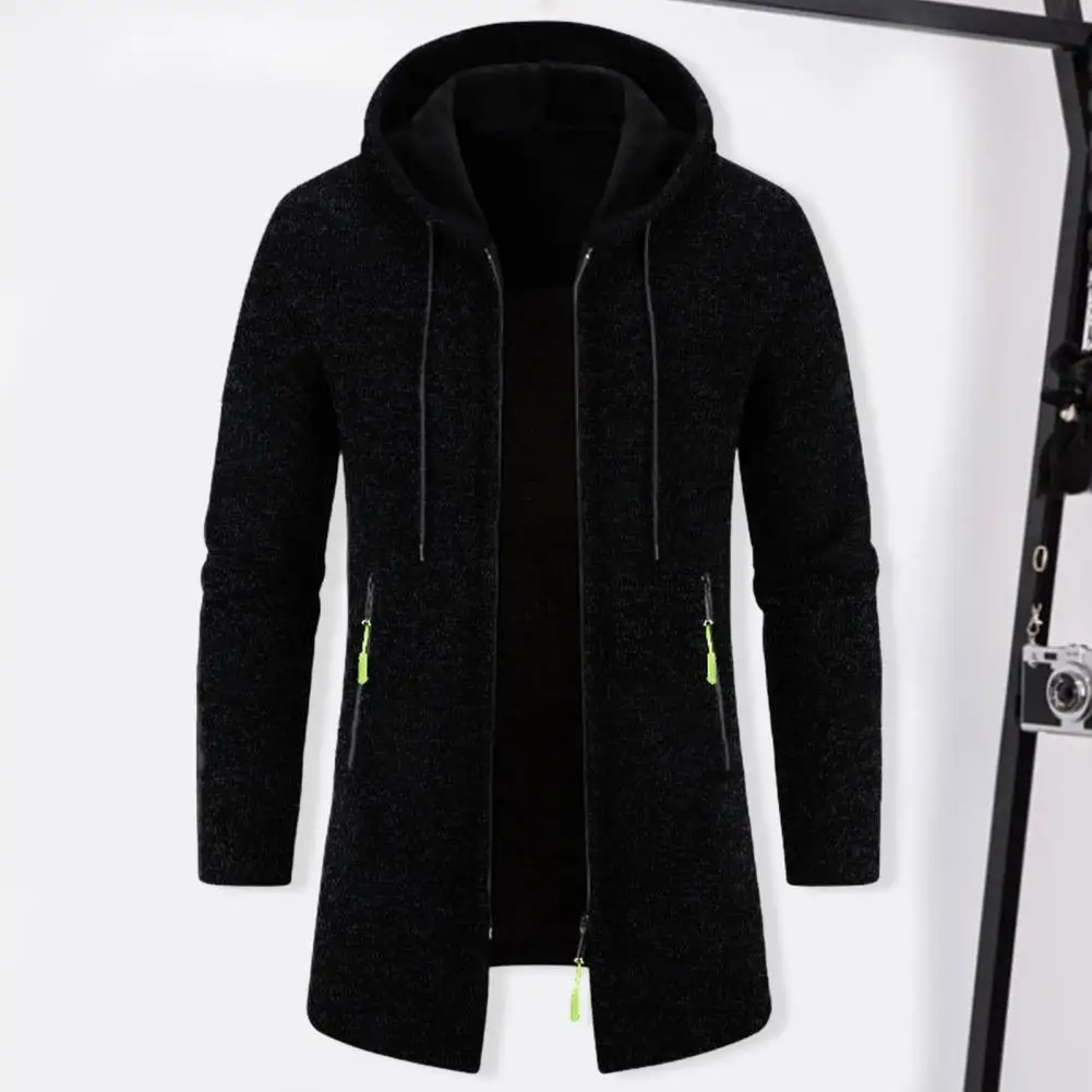 Top Trends: 2023 New Nen&#039;s Winter Hooded Sweater Solid Color Jacket Long HJooded Zipper Cardigan Solid Color Warm Jacket Shoppable Styles