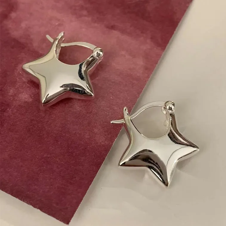 Top Trends: S925 Silver Needle Pentagram Earrings 2023 Trendy Design Simple Star Stud Earrings For Women Girls Jewelry Wholesale Shoppable Styles