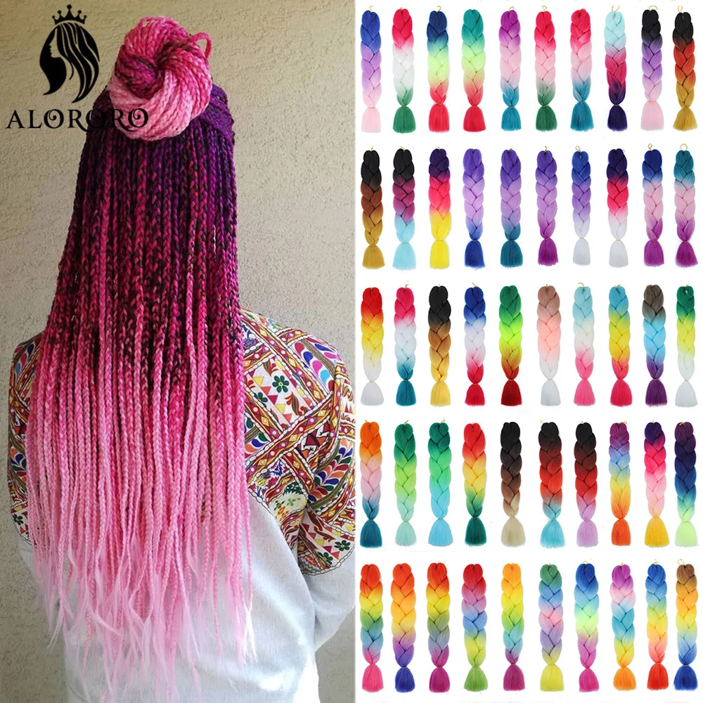 Top Trends: Alororo Ombre Braiding Hair Synthetic Hair Braids 24 Inches Afro Pink Jumbo Braid Hair Extension For Braids 100 Colors Shoppable Styles