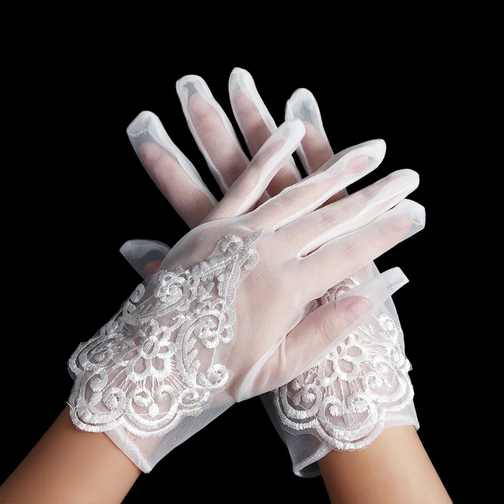 Top Trends: Women Black Silk Short Gloves Lace Mesh Gauze Ultra Thin Vintage Elegant Fashion Sexy Transparent Party Mittens Shoppable Styles - Image 3