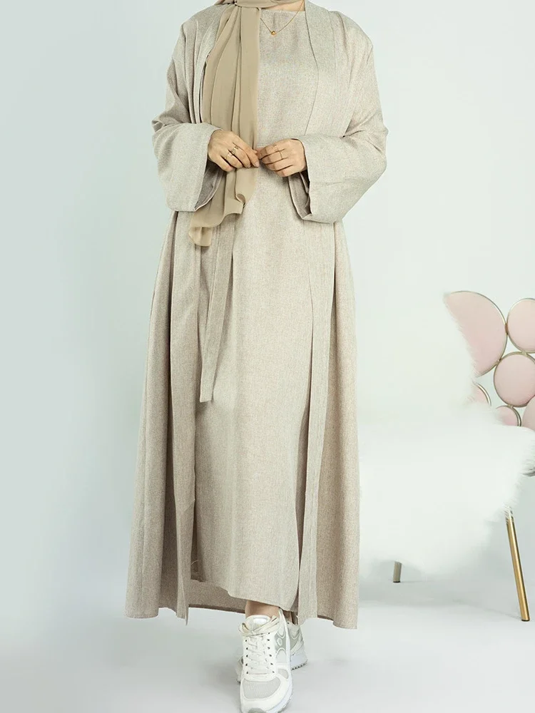 Top Trends: Ramadan Eid Cotton Linen Open Abaya Dubai Turkey Long Muslim Hijab Dress Kimono Abayas For Women Plain Kaftan Islamic Clothing Shoppable Styles